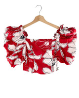 Crop top manga globo print