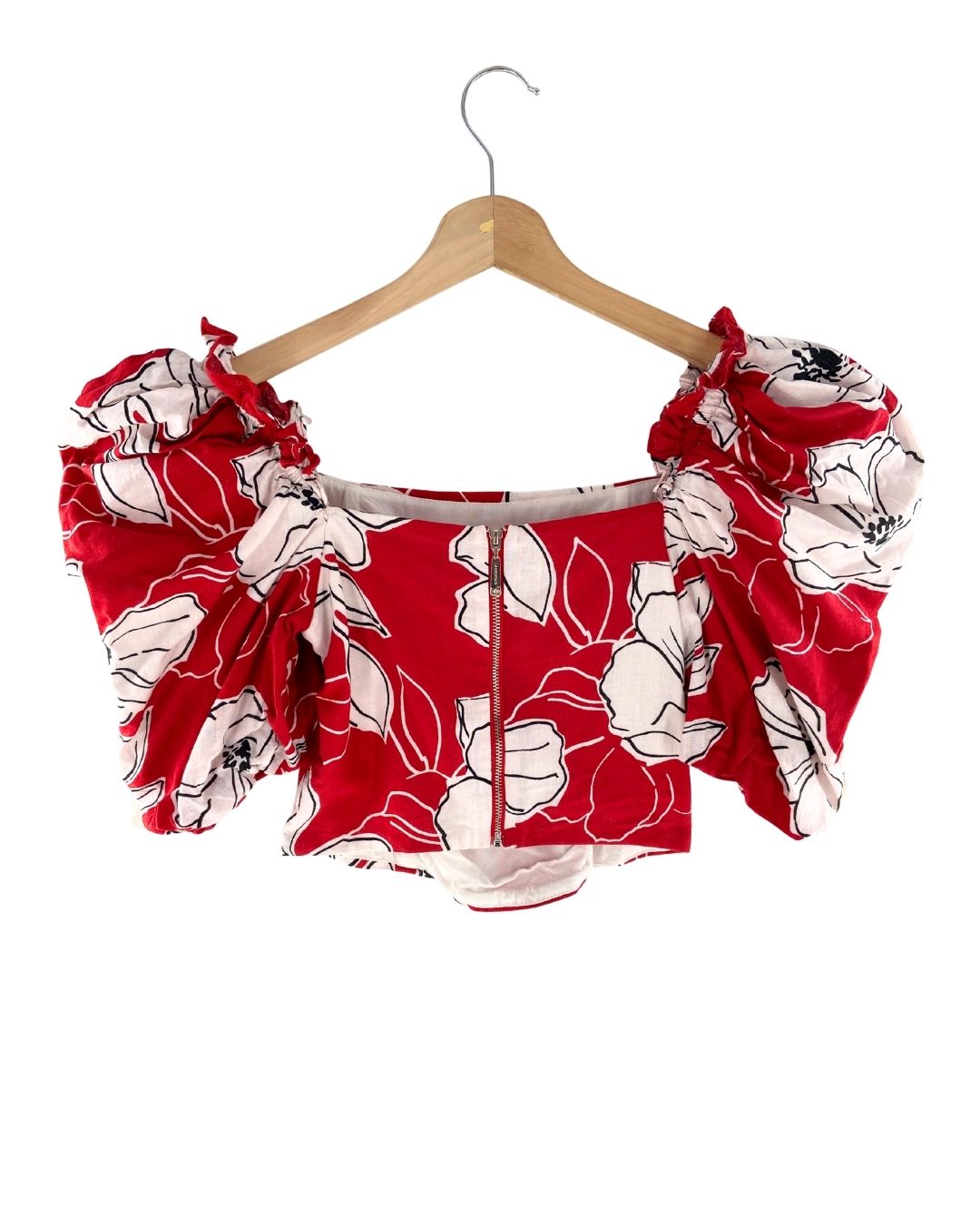 Crop top manga globo print