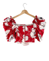 Crop top manga globo print