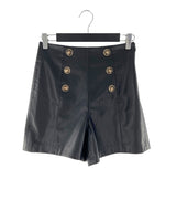 Short mini efecto piel botones