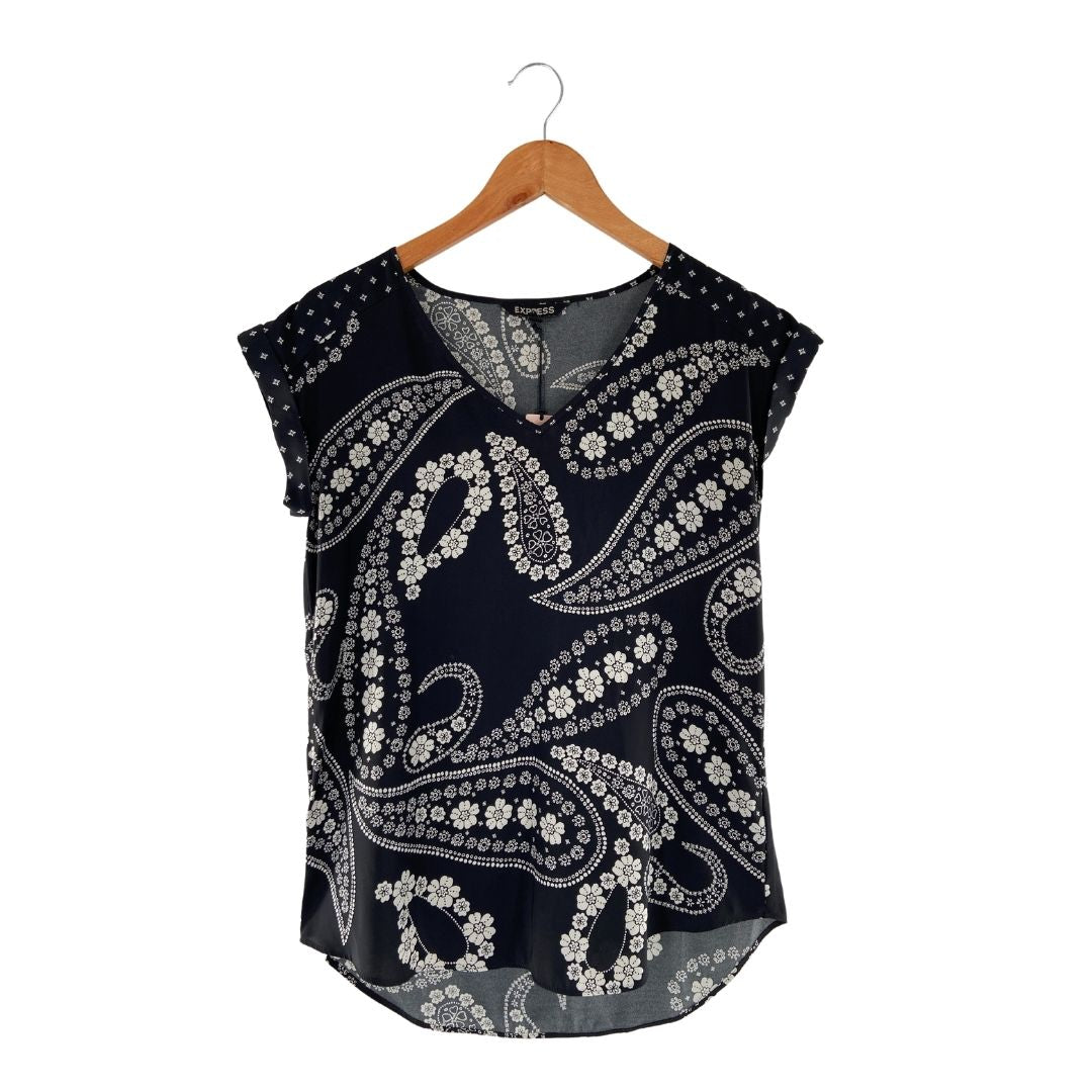 Blusa satinada cuello V print