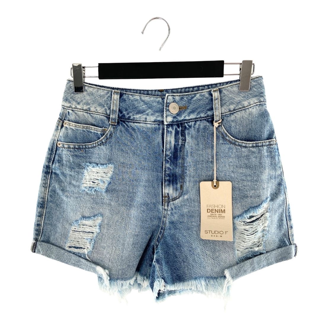 Short mini en denim rígido