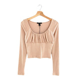 Blusa manga larga en canalé
