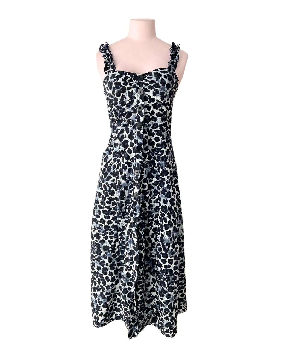 Vestido de tiras falda amplia
