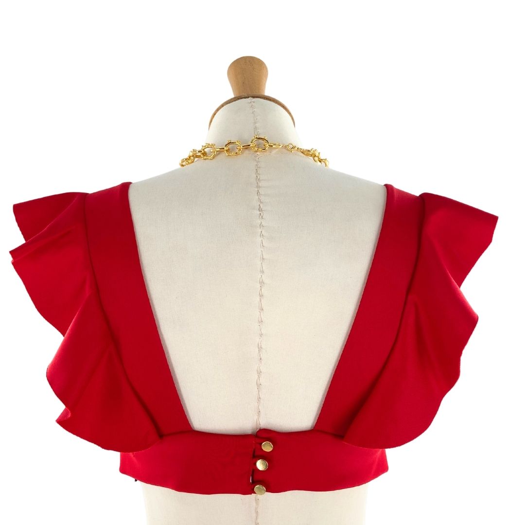 Crop top satinado tiras anchas