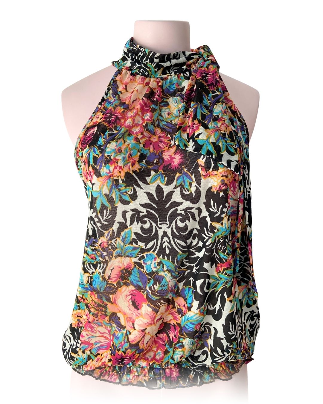 Blusa en mesh cuello halter