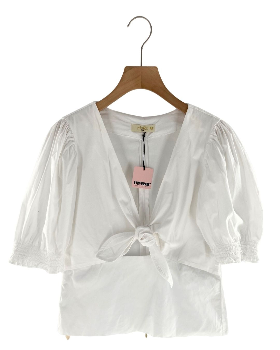 Blusa manga encauchada anudada