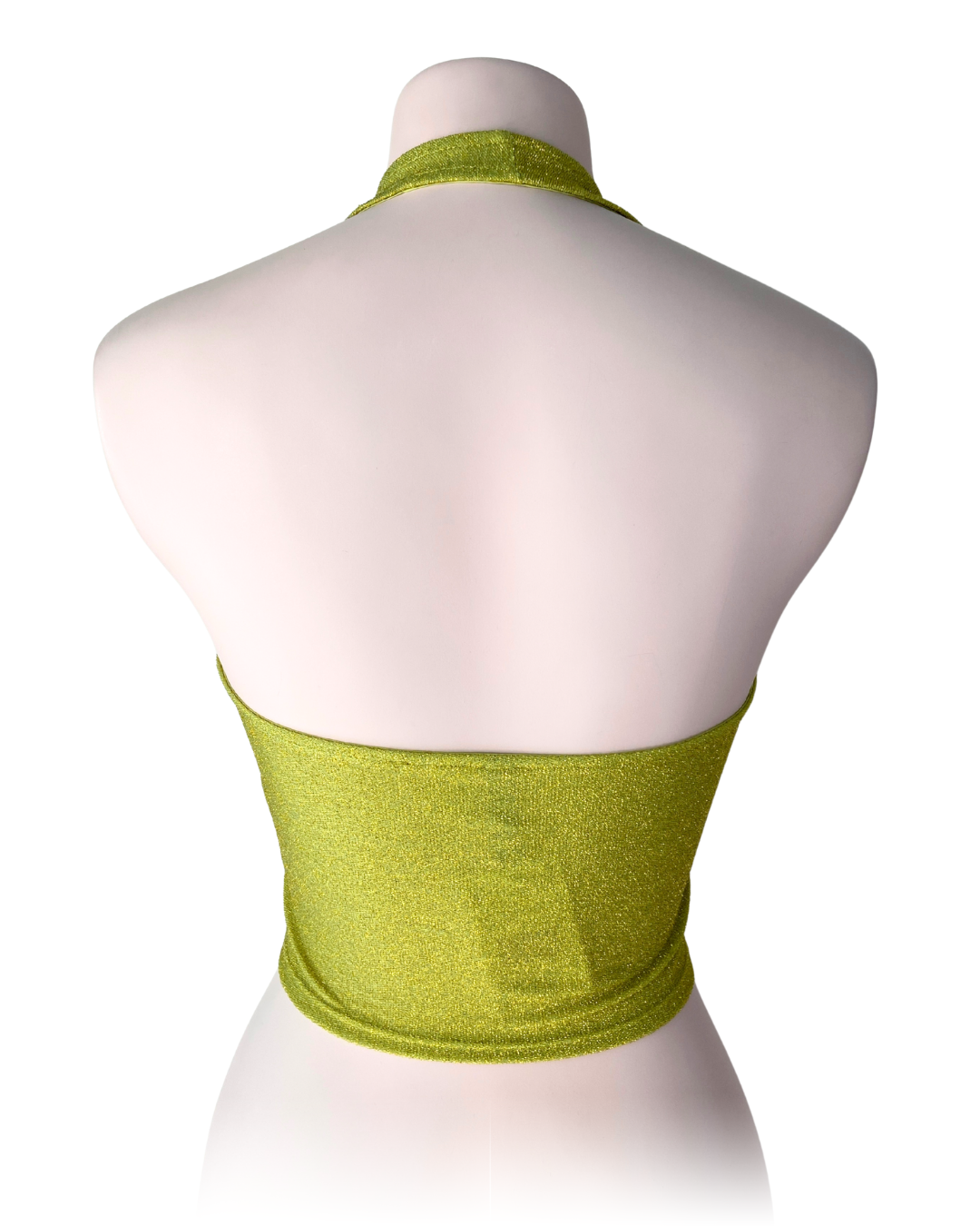 Crop top brillante al cuello