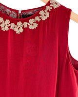 Blusa sleeveless con recamado