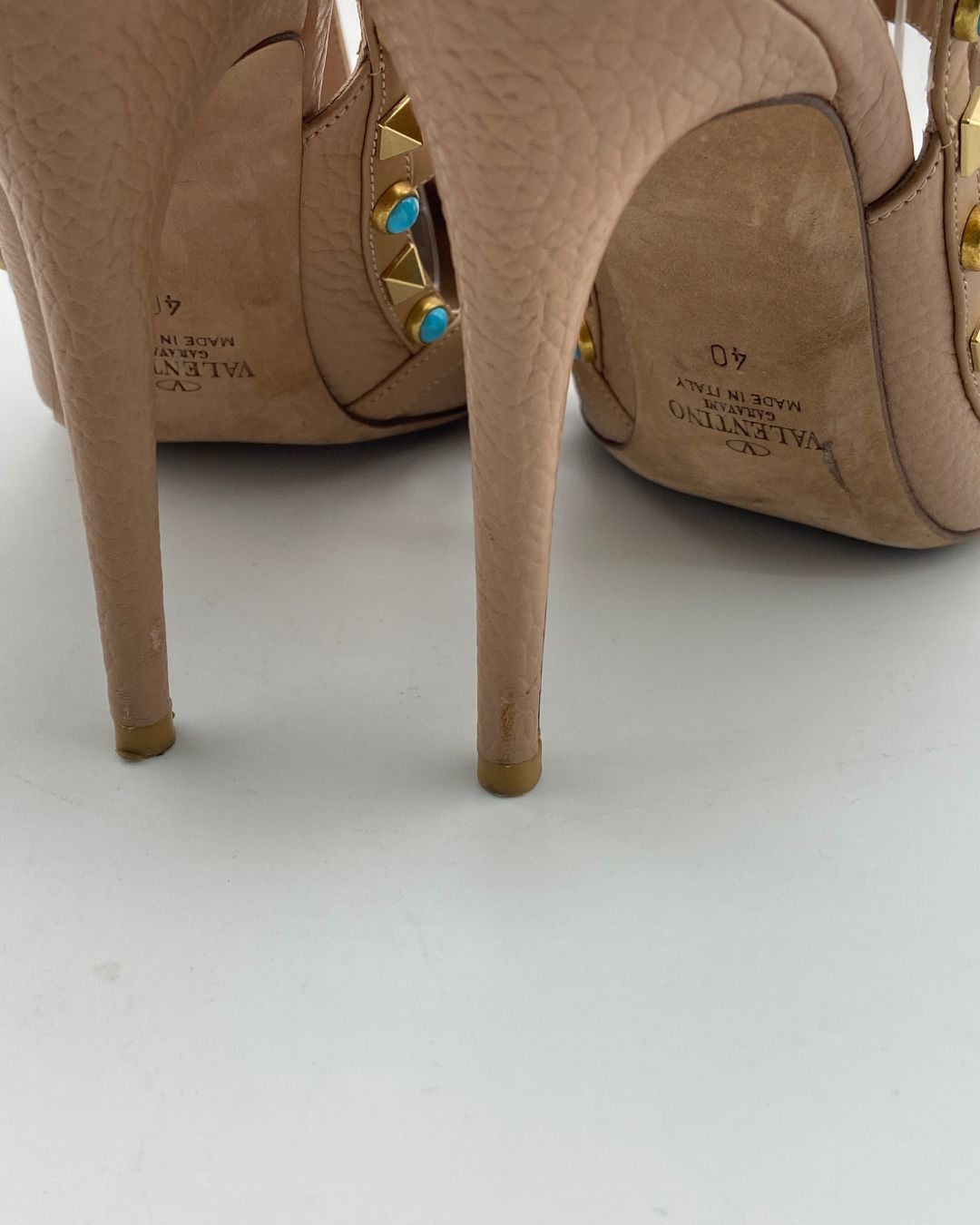 Stilettos Rockstud de cuero