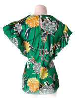 Blusa satinada vuelo en mangas