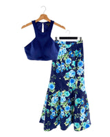 Set crop y maxi falda print