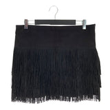 Falda mini en gamuza con fleco