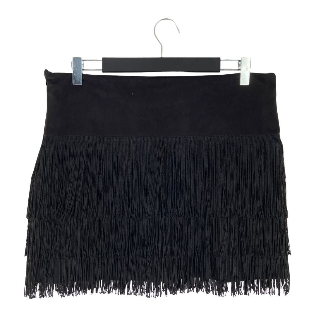 Falda mini en gamuza con fleco