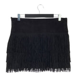 Falda mini en gamuza con fleco
