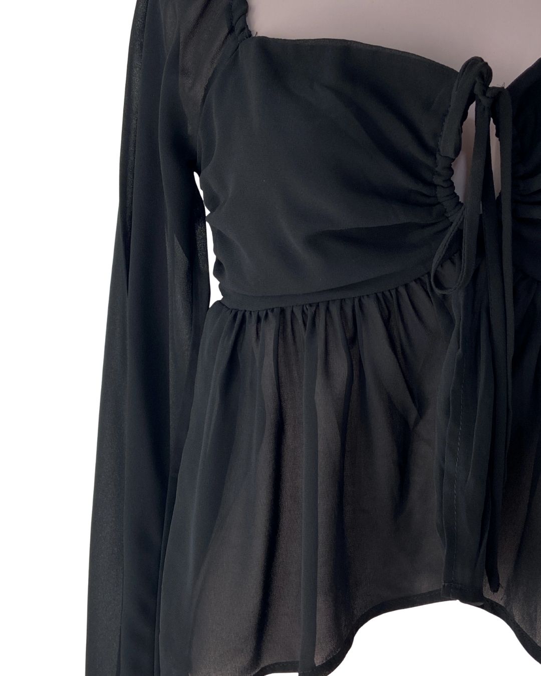 Blusa crop manga larga