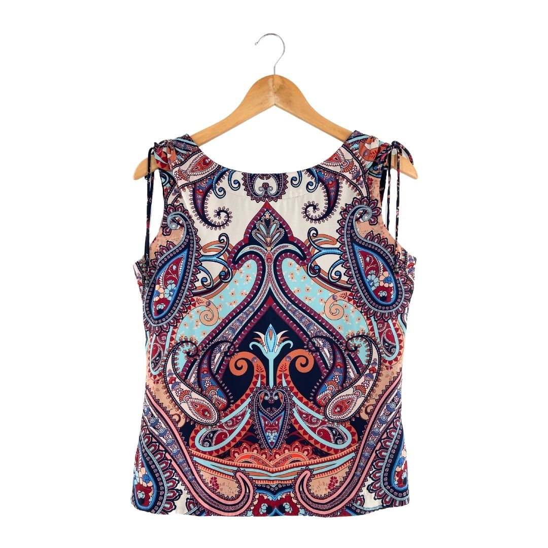 Blusa sleeveless satinada print