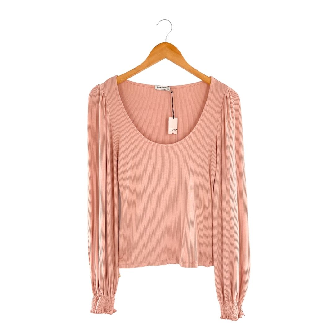 Blusa en canalé manga larga