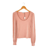 Blusa en canalé manga larga