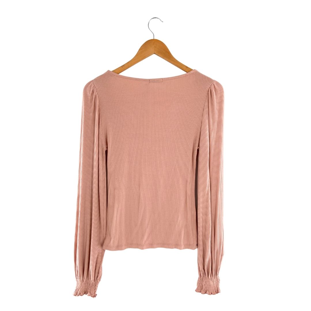 Blusa en canalé manga larga