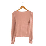 Blusa en canalé manga larga