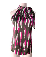 Blusa satinada cuello halter