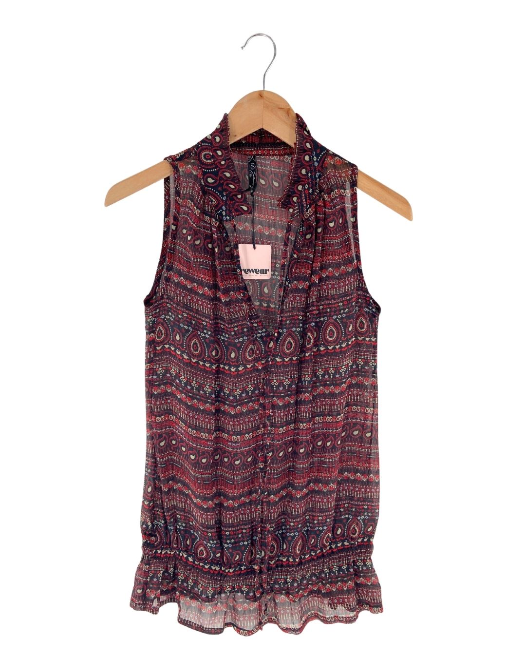 Blusa traslúcida con print