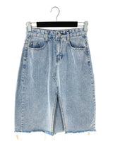 Falda midi en denim rigído