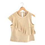 Blusa sleeveless en gamuza