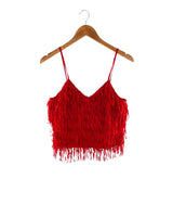 Blusa crop de tiras con flecos