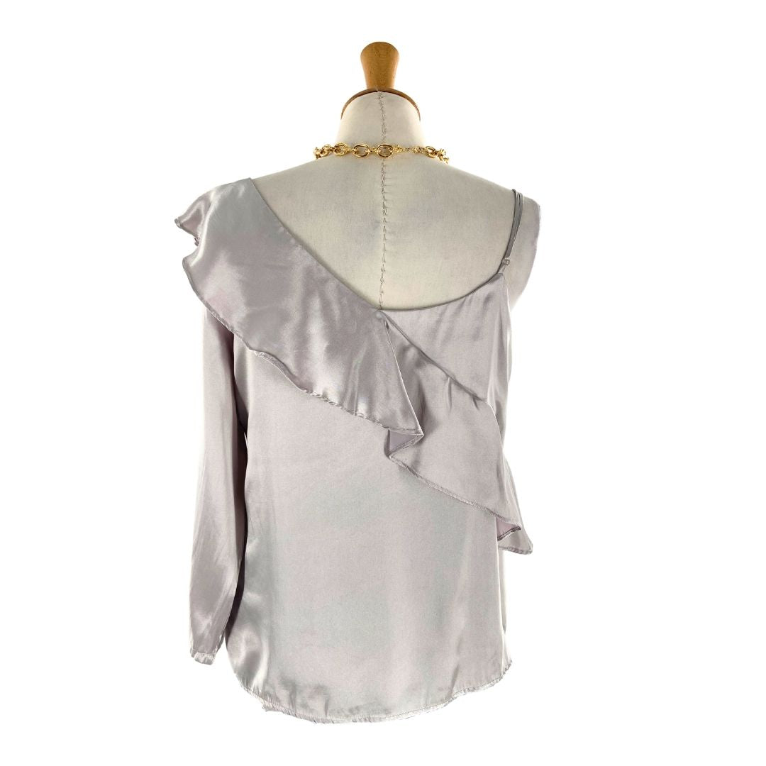 Blusa one shoulder metalizada