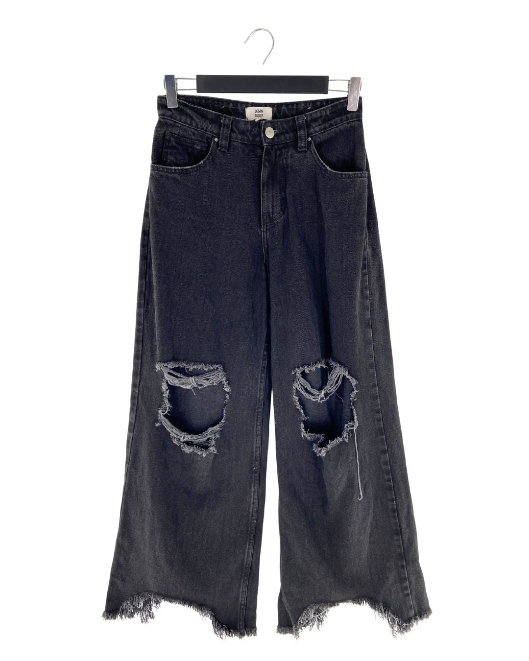 Jean rigído wide leg destroyed
