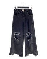 Jean rigído wide leg destroyed