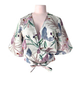 Blusa wrap manga corta print