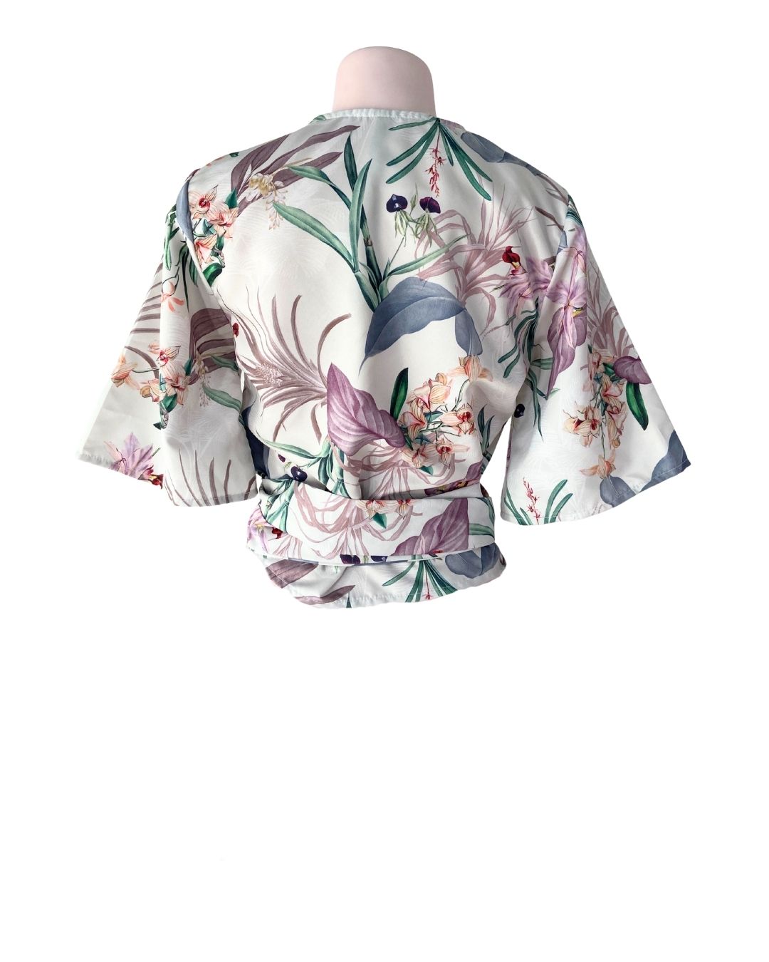 Blusa wrap manga corta print