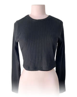 Blusa manga larga crop canalé