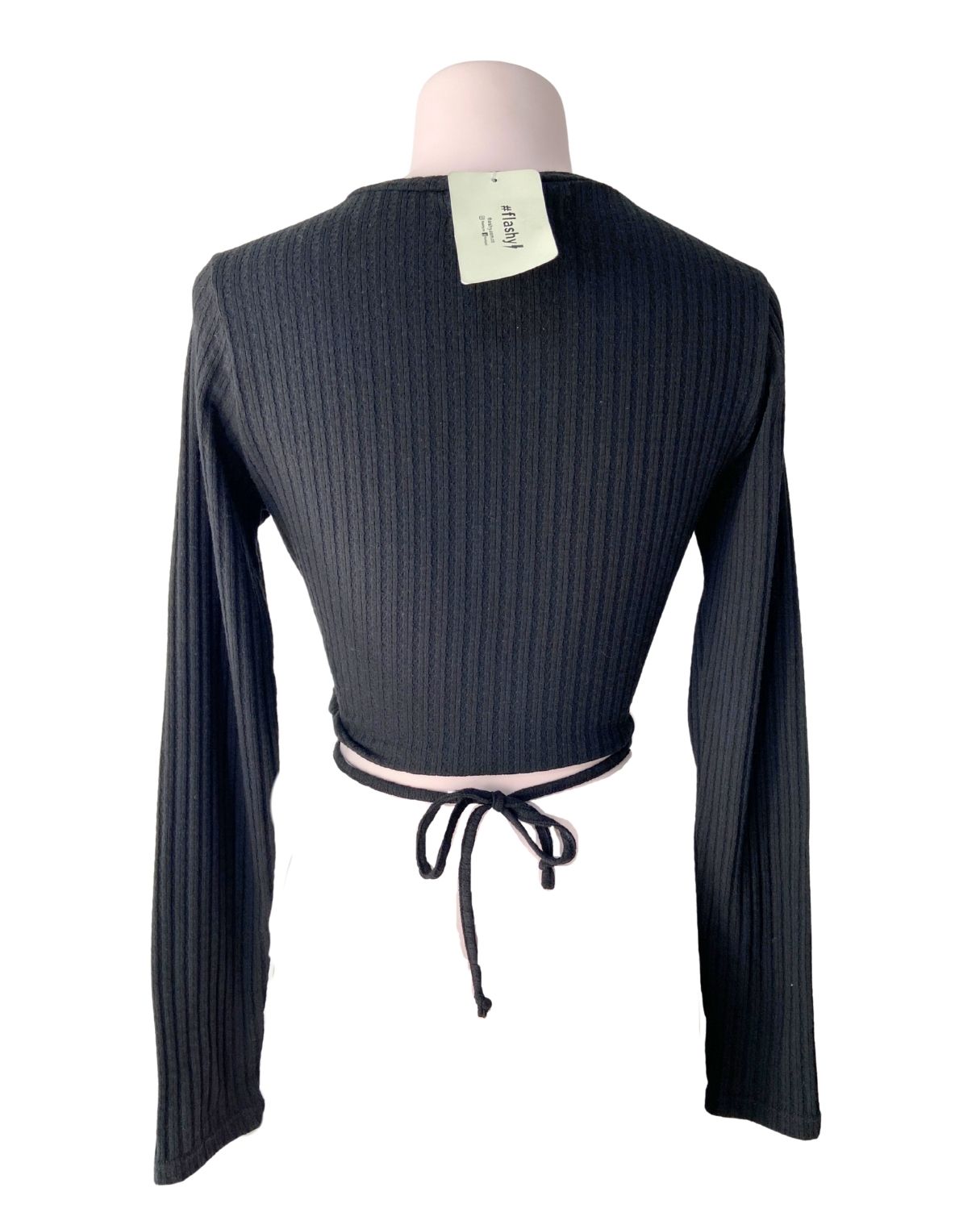 Blusa manga larga crop canalé
