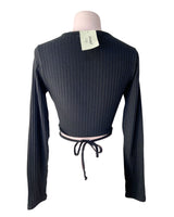 Blusa manga larga crop canalé