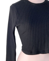 Blusa manga larga crop canalé
