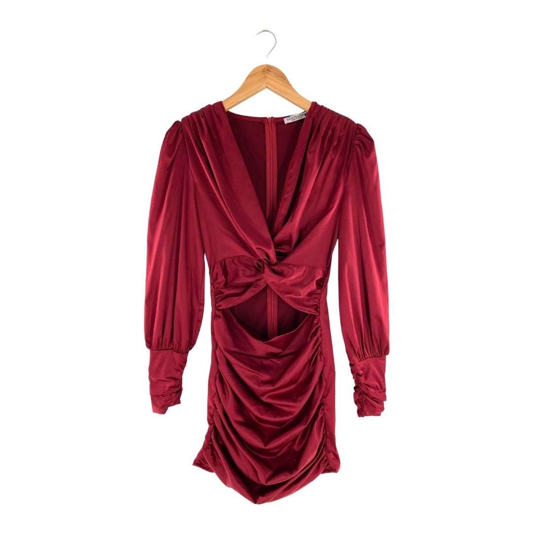 Vestido manga larga satinado