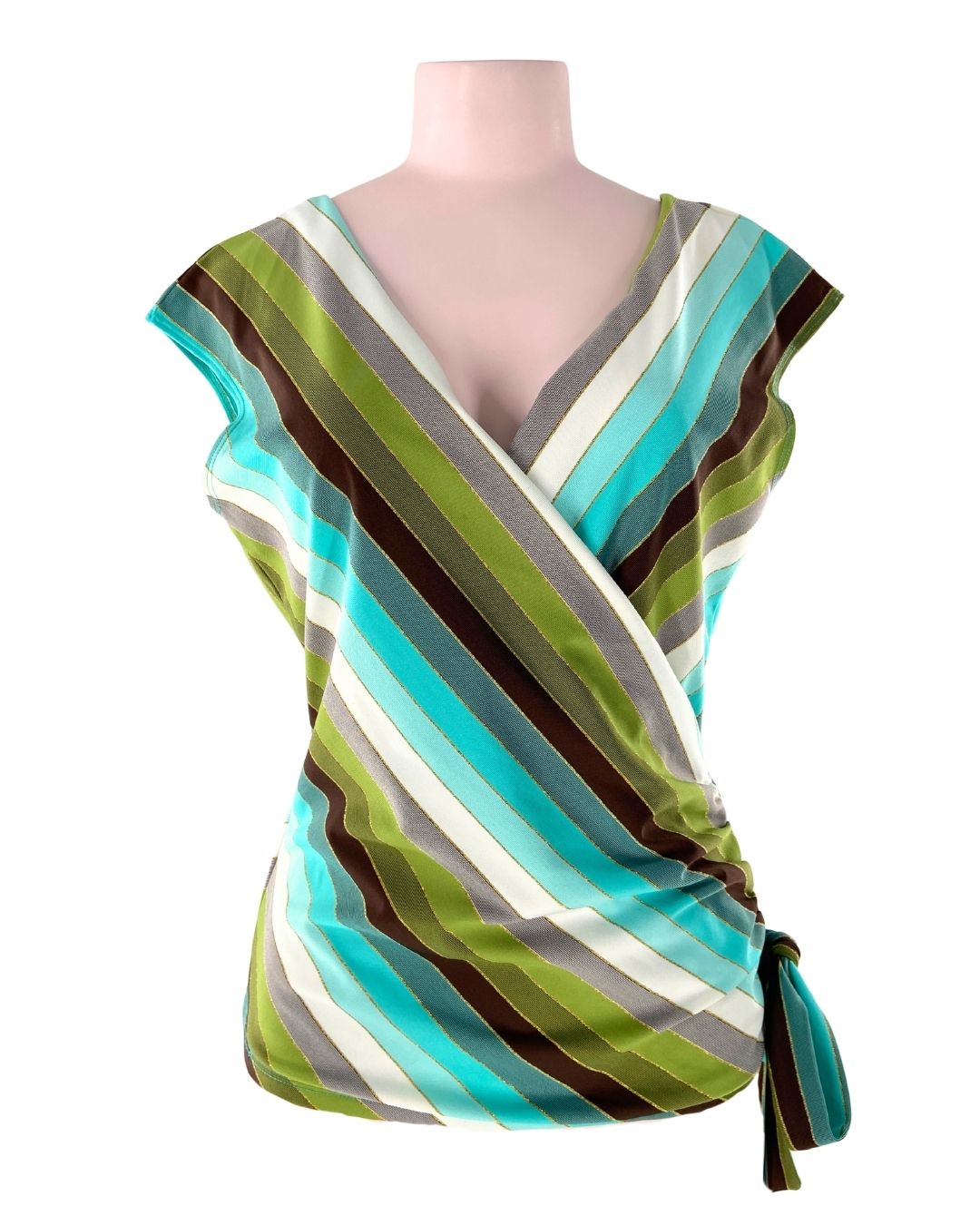 Blusa cruzada anudada a rayas