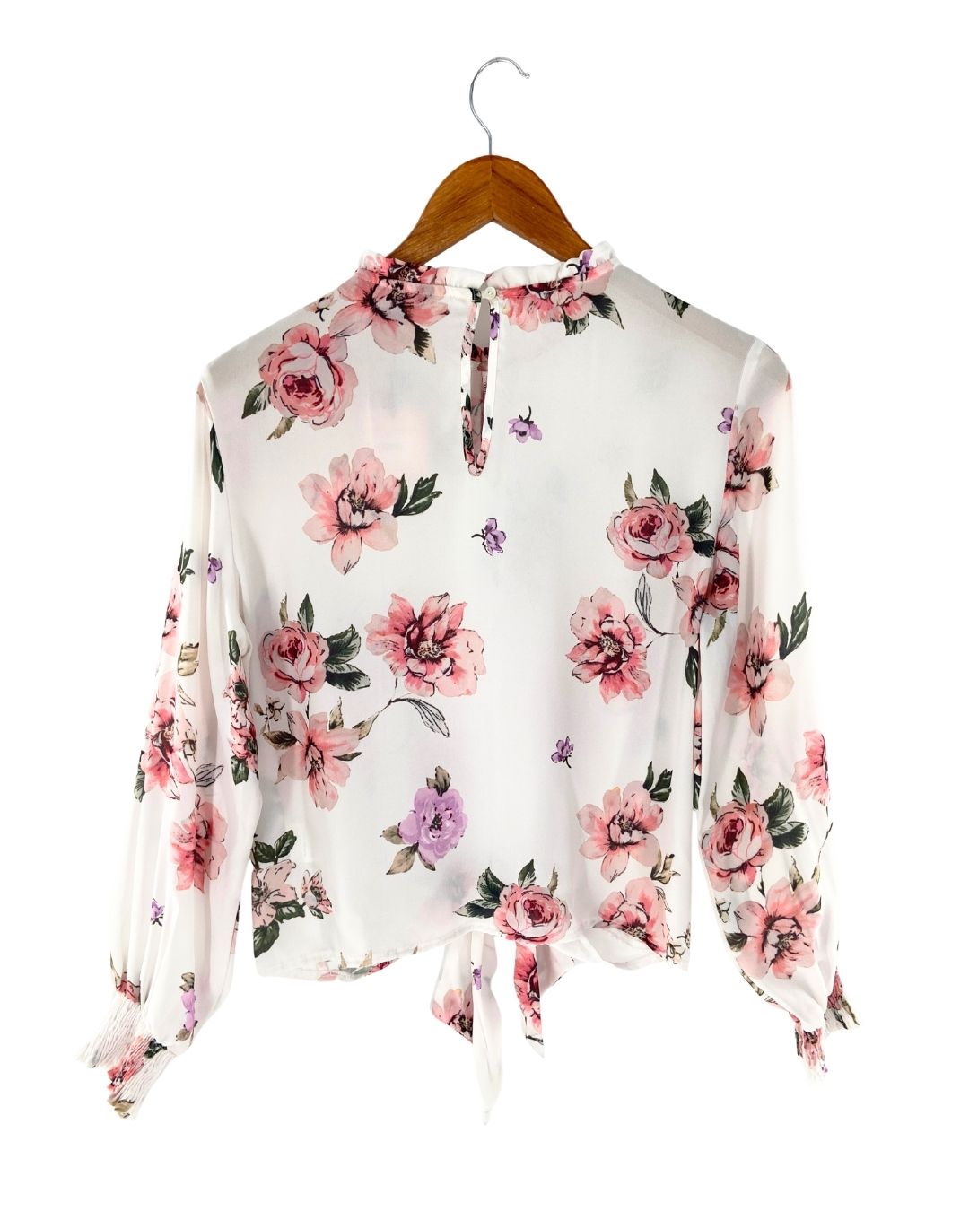 Blusa  print flores anudada
