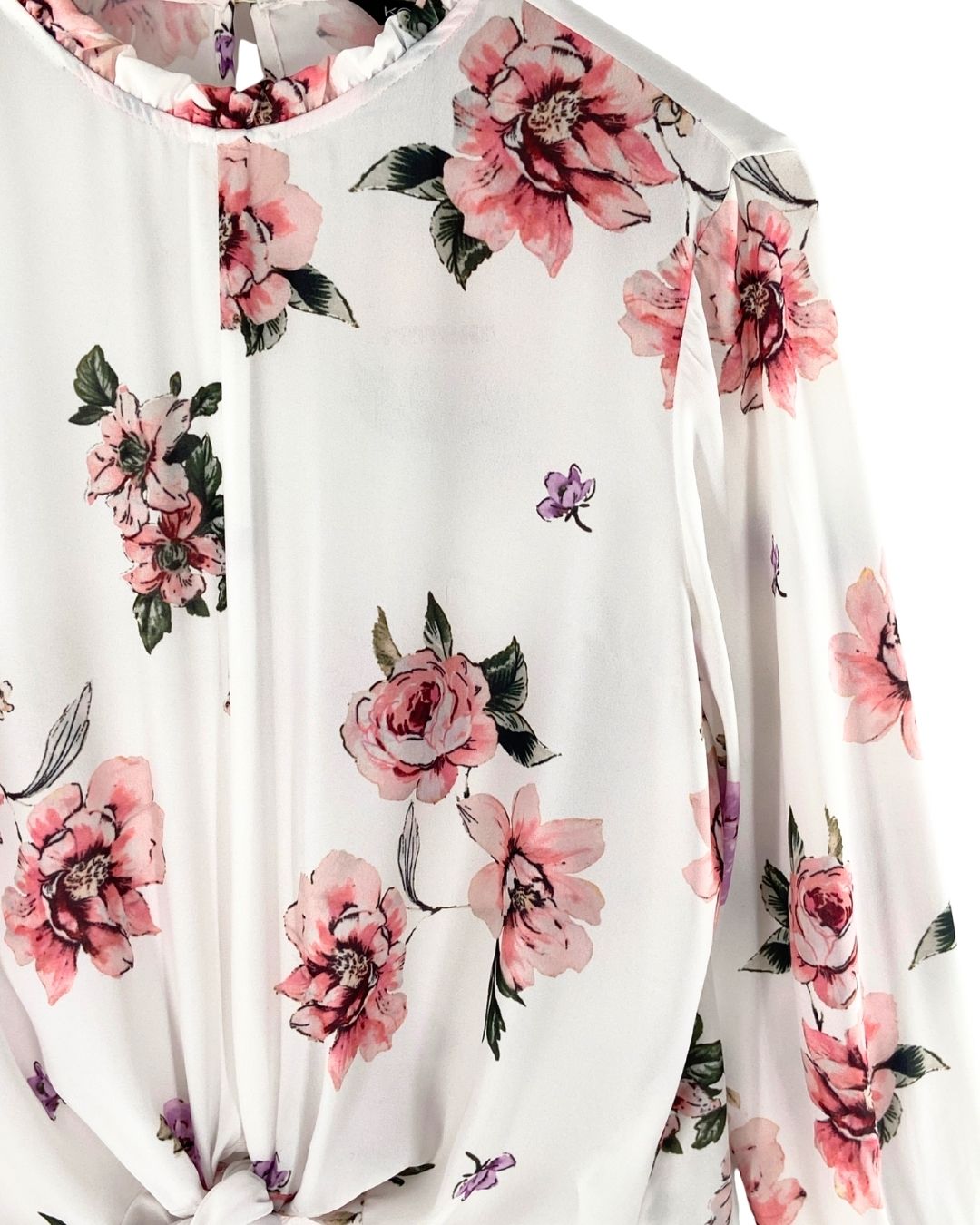 Blusa  print flores anudada