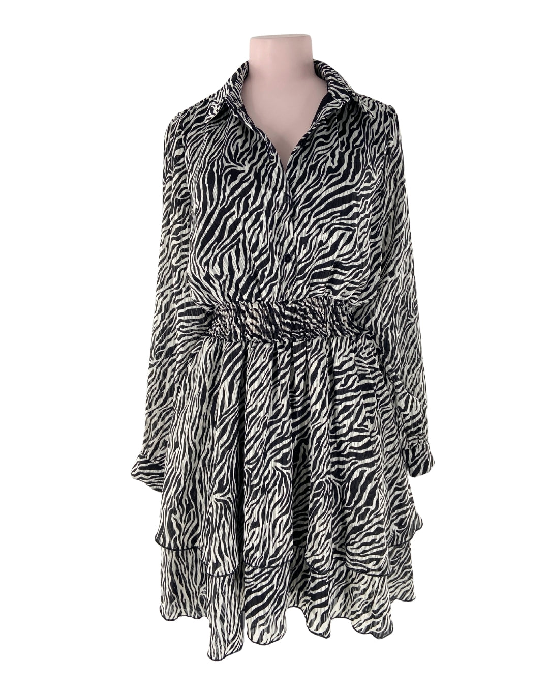 Vestido midi manga larga print