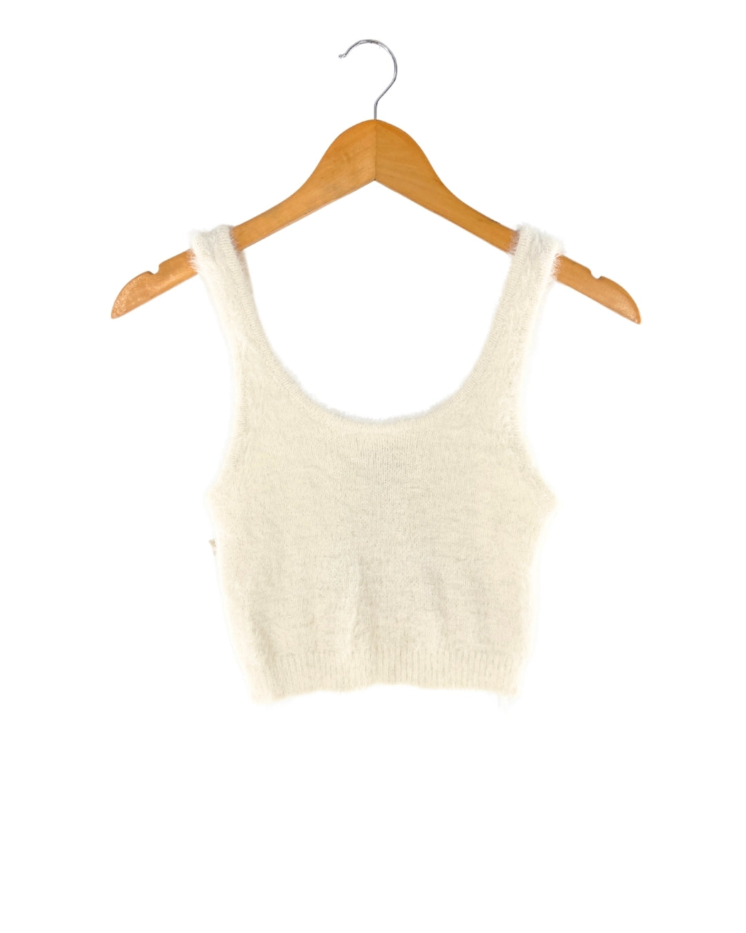 Blusa crop de tiras afelpada