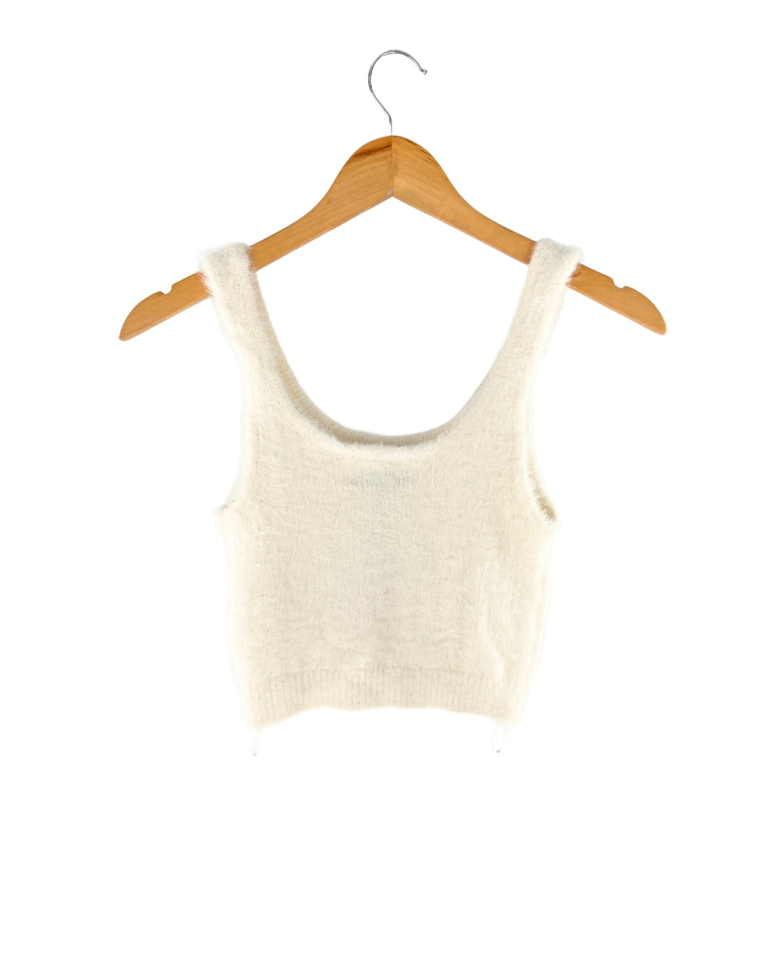 Blusa crop de tiras afelpada