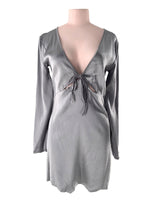 Vestido midi satinado lace up