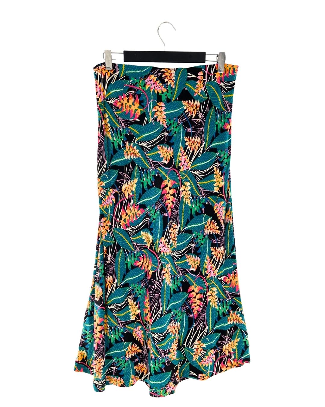 Falda midi print hojas