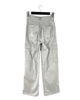 Pantalon cargo stretch en lamé