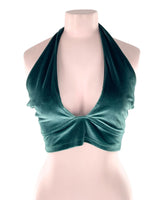 Crop top en velvet al cuello